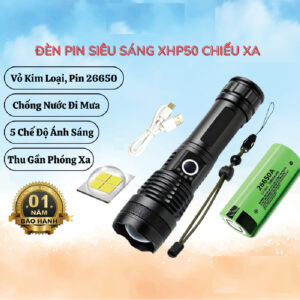 Đèn Pin Mini Siêu sáng chống nước vỏ kim lại Pin 5000