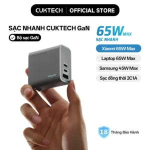 Củ sạc nhanh CUKTECH công suất 65W 3 cổng 2