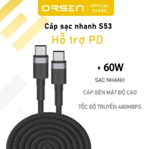 Dây cáp Type-C sạc nhanh PD Orsen 60W